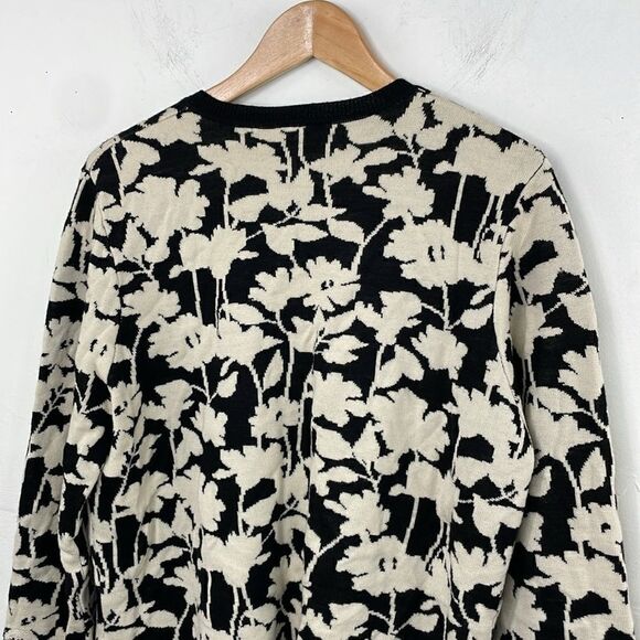 Amber Sun Merino Wool Cardigan Sweater Floral print with embroidery size Large - Picture 8 of 13